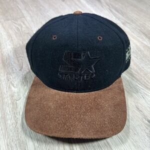 VTG 90s Starter Strapback Hat Rugged Terrain Black Brown Wool Blend Cap